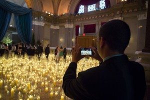 Candles at the Vogue Engagement Party at historic New York City Event Space
